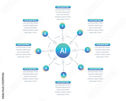 eight options information template. infographic template for artificial intelligence, business, education, technology world. infographic template for annual report, magazine, magazine