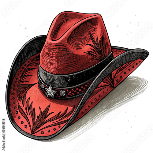 Red and black Cowboy Western Hat 