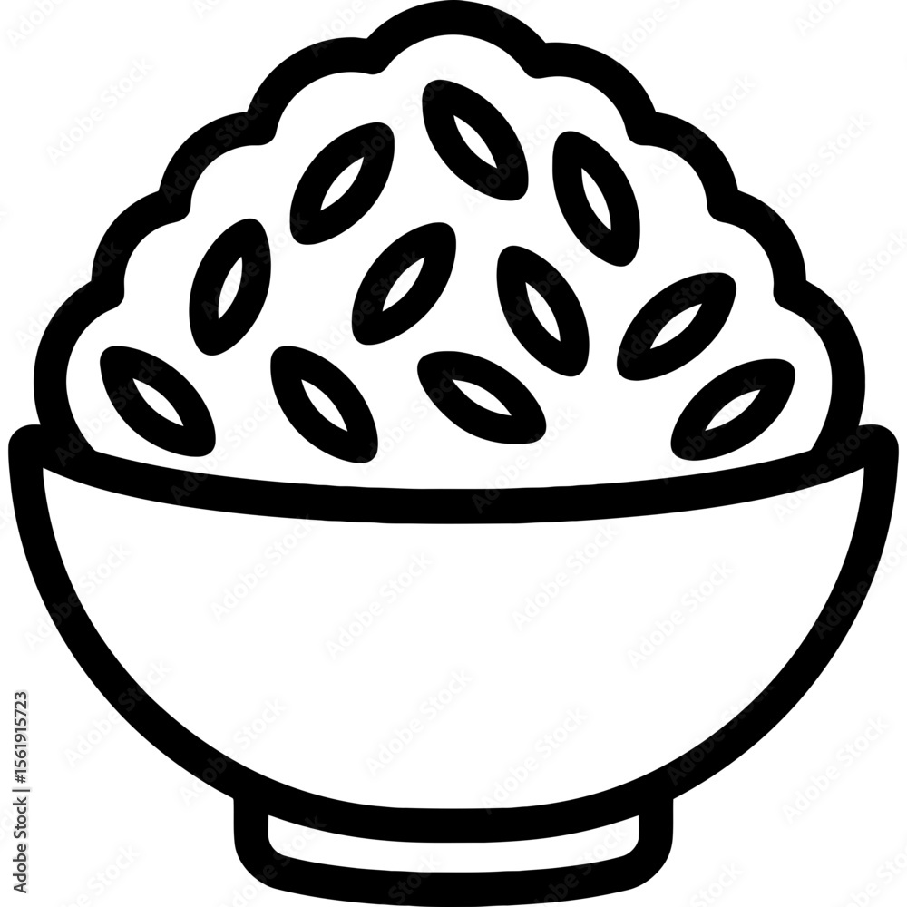 Obraz premium Bowl of rice outline icon vector