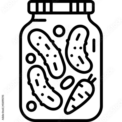 Pickle jar with vegetables outline icon vector