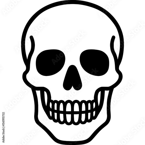 Human skull front view outline icon vector