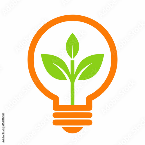 Eco Innovation Lightbulb Green Energy Idea Vector Icon logo