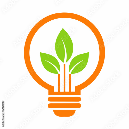 Eco Innovation Lightbulb Green Energy Idea Vector Icon logo