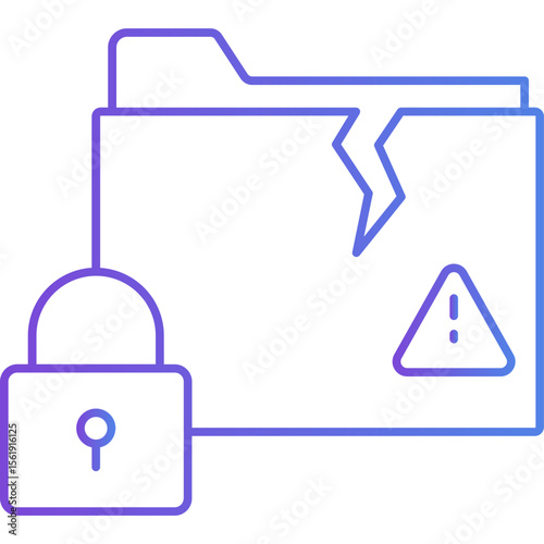 Data Breach Gradient Icon – Cyber Attack, Information Leak, and Digital Security Threat Symbol