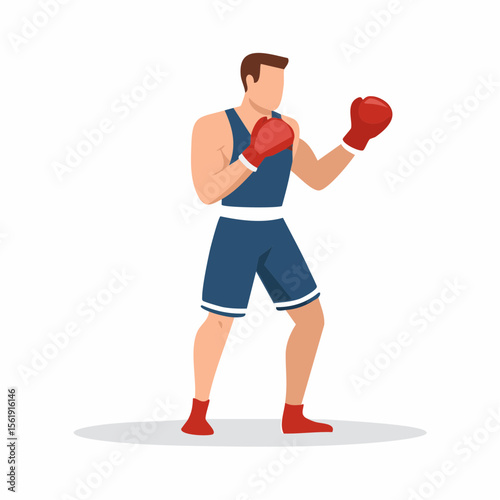 Vector Illustration of a Boxer in a Fighting Stance