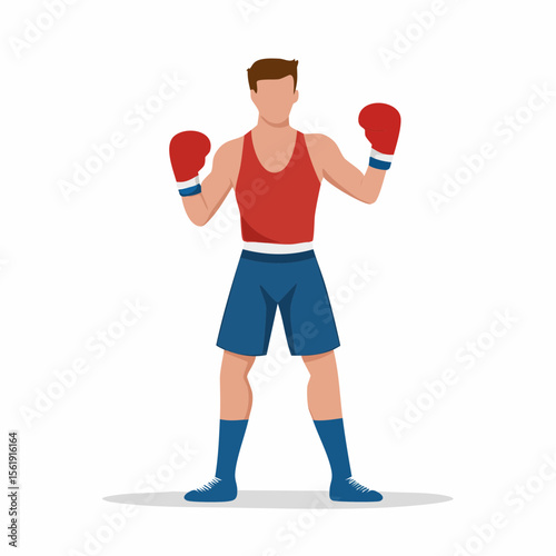 Vector Illustration of a Boxer Ready to Fight