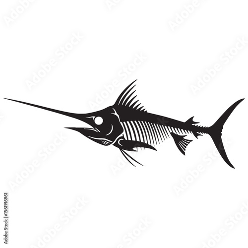 Nature’s clean design – Fish skeleton silhouette outlined using fine Fish skeleton vector – Fish skeleton illustration

