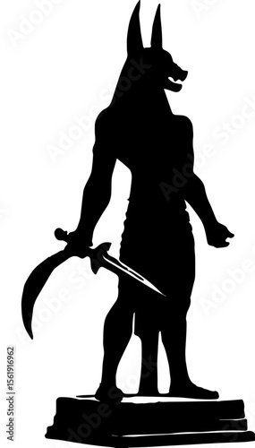 vector illustration of a silhouette of a anubis