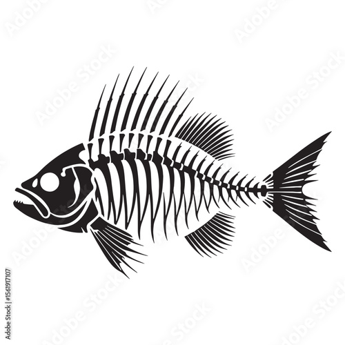 Marine anatomy in motion – Fish skeleton silhouette refined through artistic Fish skeleton vector – Fish skeleton illustration


