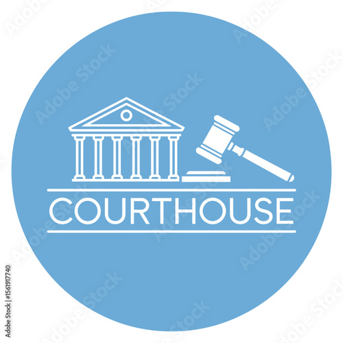 Editable Court Icon in Blue Eyes Style – Clean Justice Design

