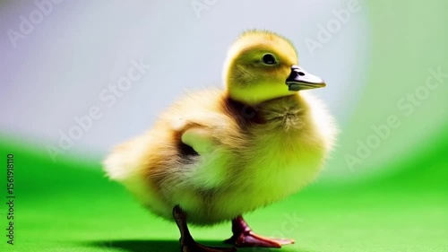 Wallpaper Mural A fluffy yellow duckling standing on a green surface looking down in a studio environment setting green screen animal video Torontodigital.ca