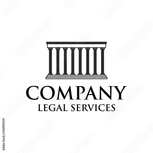 legal services logo design vector with pillar element