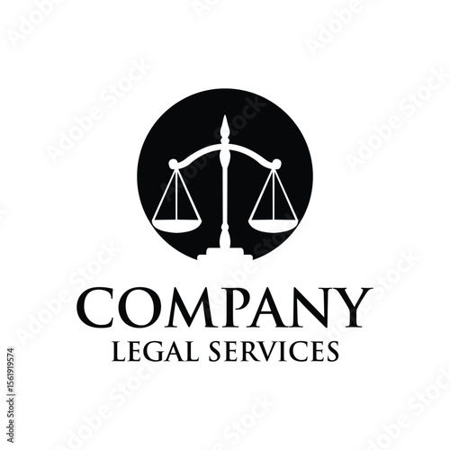 legal services logo design vector with scales element