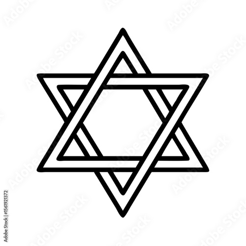 Star of David icon in outline style for Jewish or religious content