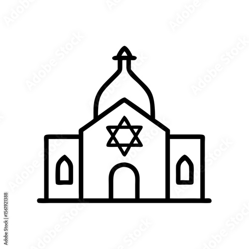 Synagogue icon in outline style for Jewish or religious content photo