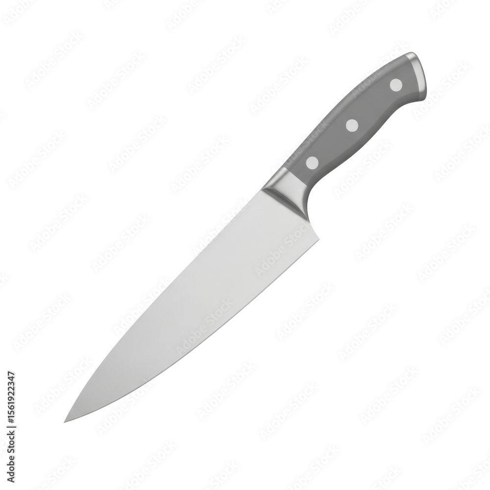 Chef's knife with gray handle isolated on white background Chef's knife with gray handle isolated on white background