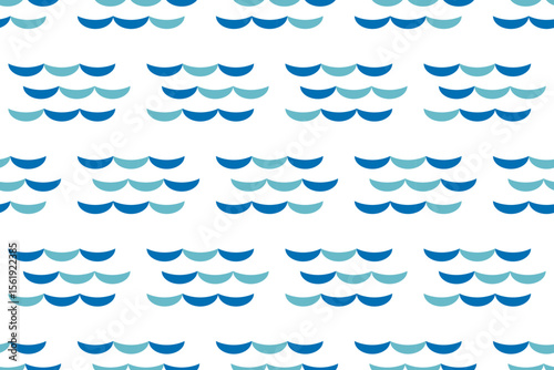 Blue Tropical sea wave,ocean seamless pattern.Mediterranean summer abstract background. Hawaii marine folk art.Cute hand drawn illustration for seasonal design, surface,wallpaper,fabric,holiday deco.