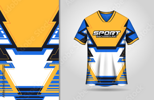 Modern sport jersey design for racing gaming esport yellow blue color