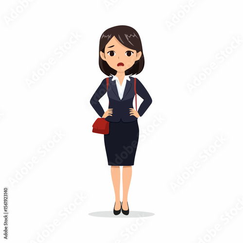 仕事で悩んでいる女性のイラスト