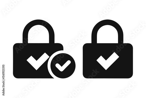 Secure Lock Icons Verified, Protected, Safety Symbols for Website and App Design