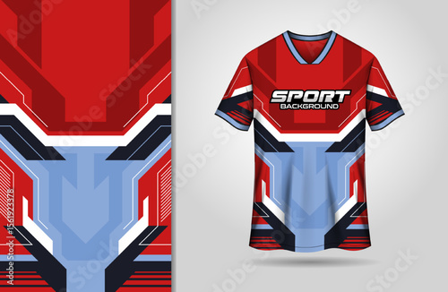 Modern sport jersey design for racing gaming esport red blue color