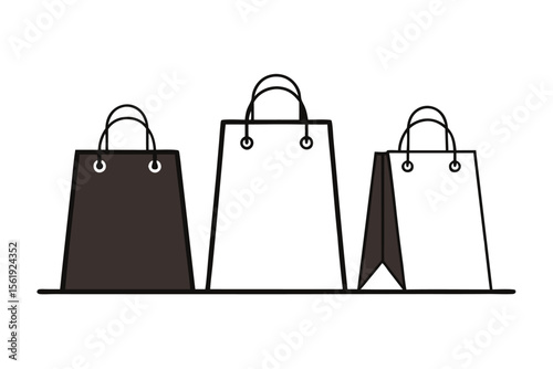 Shopping Bags Black, White, and Gray Paper Bag Illustrations