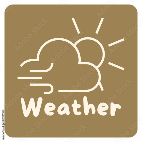 Sunny Weather Icon: Partly Cloudy with Wind