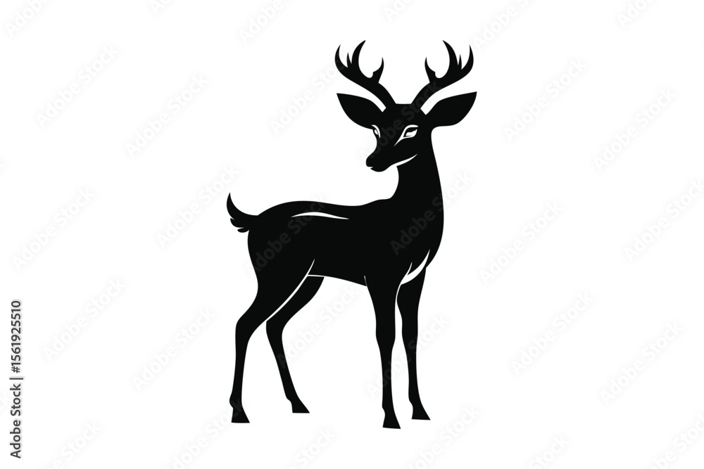 Obraz premium Majestic Deer Silhouette Elegant Black and White Wildlife Illustration