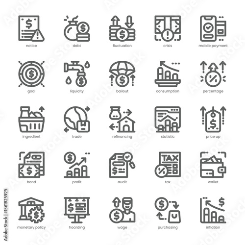 Inflation Icon pack for your website, mobile, presentation, and logo design. Inflation Icon outline design. Vector graphics illustration and editable stroke.