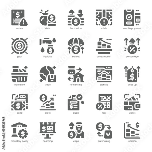 Inflation Icon pack for your website, mobile, presentation, and logo design. Inflation Icon solid design. Vector graphics illustration and editable stroke.