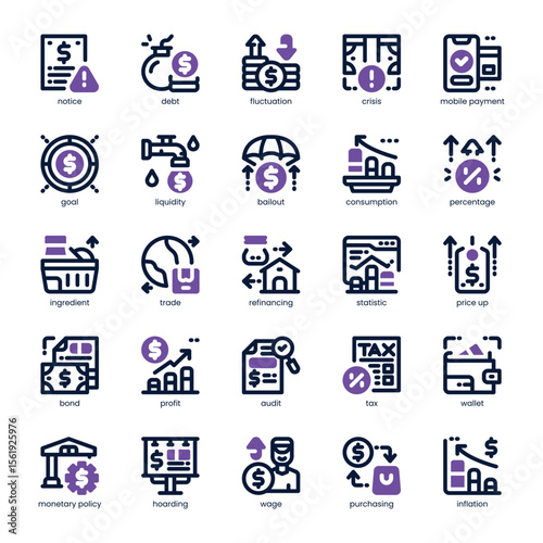 Inflation Icon pack for your website, mobile, presentation, and logo design. Inflation Icon dual tone design. Vector graphics illustration and editable stroke.