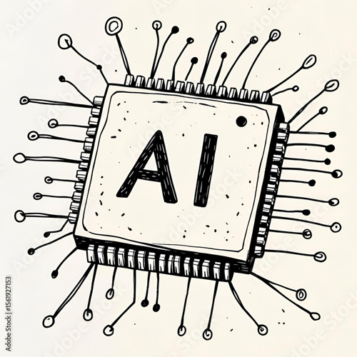 AI Chip Illustration: Artificial Intelligence Microchip Graphic