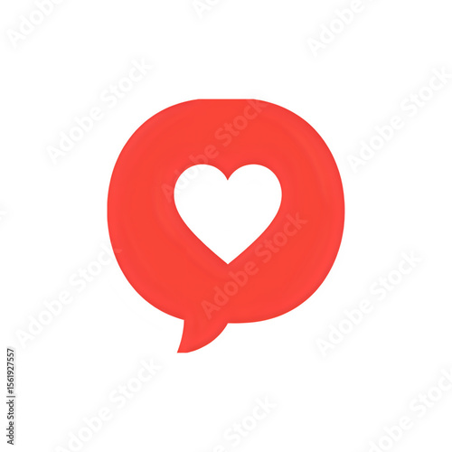 Red Speech Bubble with Black Heart: Love Message Icon, Valentine's Day Graphic, Social Media Post Design