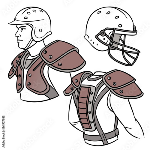 Rugby protective shoulder pads and helmet protective gear sports equipment