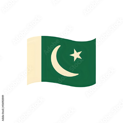 Pakistan Flag: Waving Green Crescent & Star