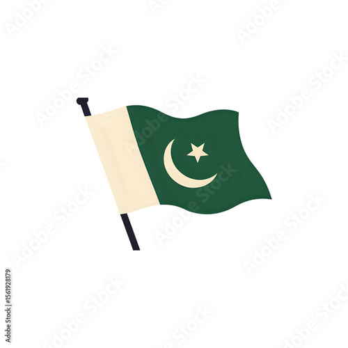 Pakistan Flag: National Symbol, Crescent Moon and Star, Green and White Colors