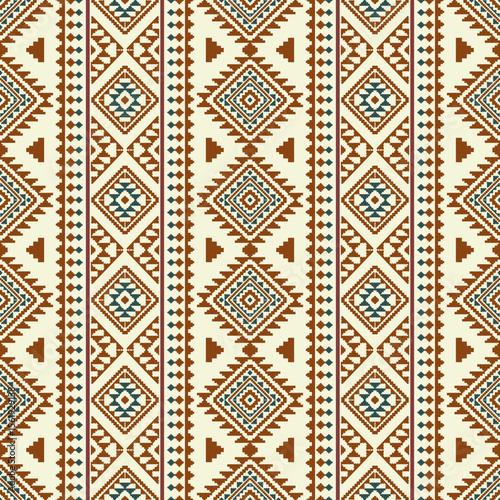 Southwest Native seamless pattern ethnic tribal Aztec geometric Navajo Native American fabric colorful design vector for textile print