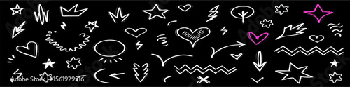 Hand-Drawn Doodle Collection: Hearts, Stars, Crowns & More