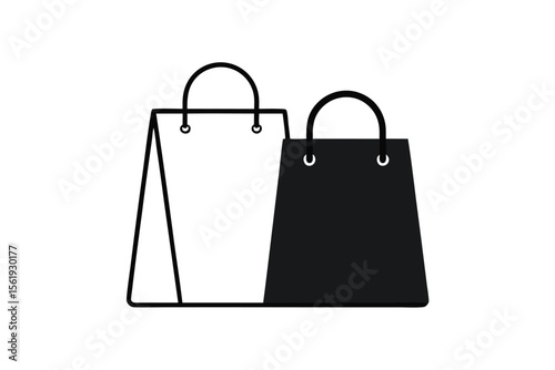 Shopping Bags Black and White Paper Bag Icon Illustration