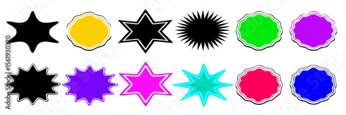 Colorful Stars, Circles & Burst Shapes: Design Elements