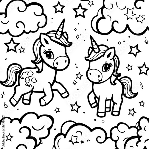 unicorn coloring pages, children's pictures, cute animals