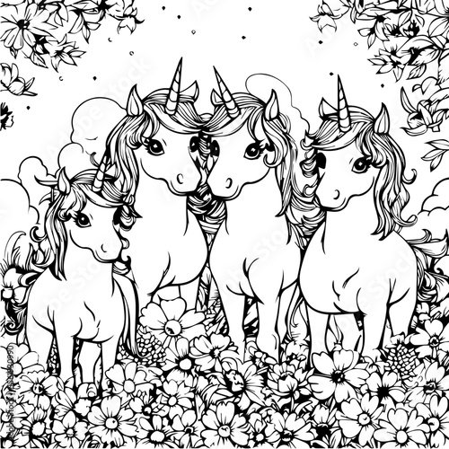 unicorn coloring pages, children's pictures, cute animals