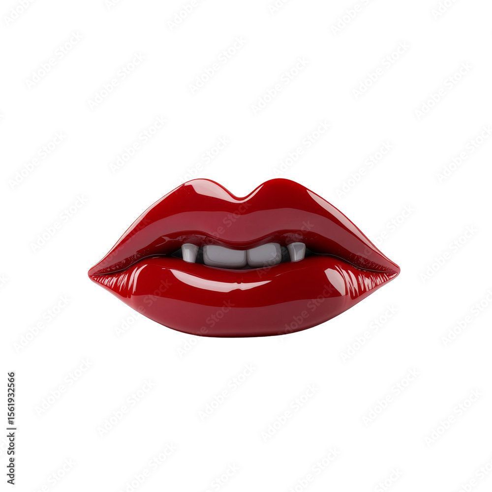 Obraz premium Glossy red lips on black background for fashion design