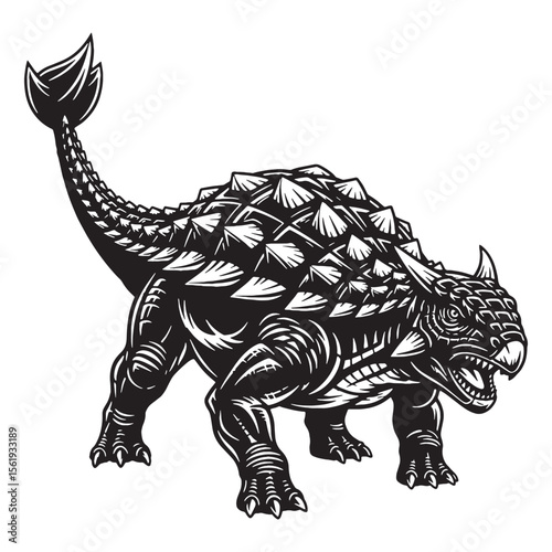 Design of ancient defense – Ankylosaurus silhouette with stylized Ankylosaurus vector – Ankylosaurus illustration

