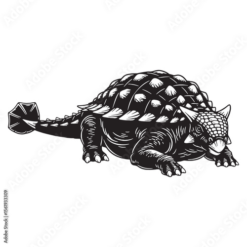 The armored herbivore of ancient lands – Ankylosaurus silhouette in classic Ankylosaurus vector – Ankylosaurus illustration

