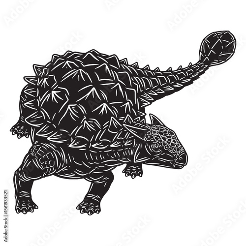 The spiked guardian of the Late Cretaceous – Ankylosaurus silhouette and artistic Ankylosaurus vector – Ankylosaurus illustration

