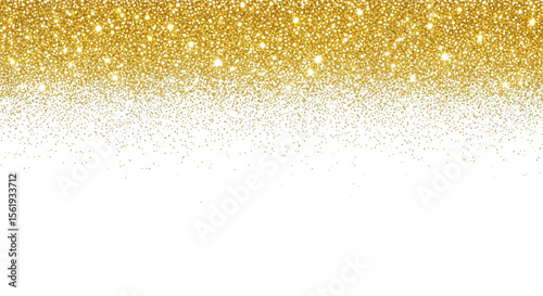 Sparkling gold glitter texture border on white background