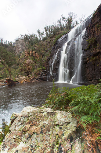 Cascading waterfall in national park photo