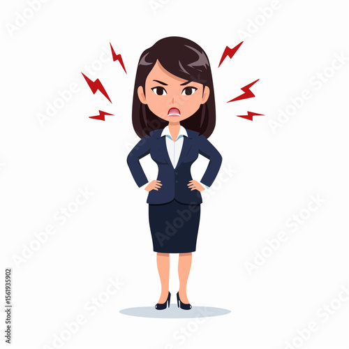 怒るビジネスウーマンのイラスト