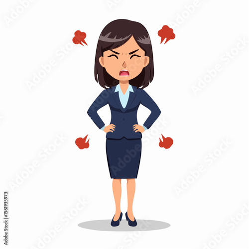怒るビジネスウーマンのイラスト